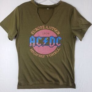 AC/DC Olive Green Tour Graphic Tee - Short Sleeve